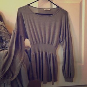 Comfy Bubble Sleeve Top With Tie Back